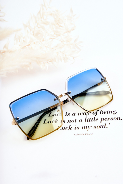 Duże Okulary Przeciwsłoneczne Kwadratowe V180005 Niebiesko-Żółte