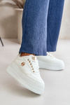 Sneakersy Buty Sportowe Damskie Ocieplane Na Masywnej Podeszwie Białe Ardiela