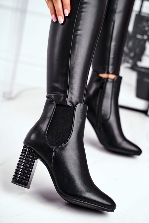 Botki Damskie Na Słupku Czarne In Your Eyes