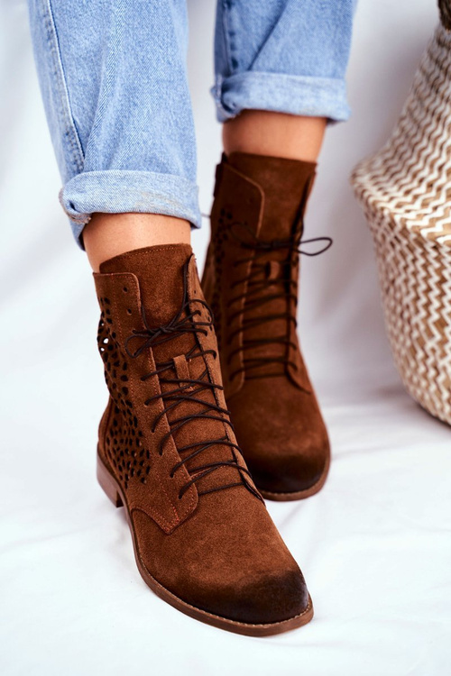 Botki Damskie Skórzane Camel Meridan