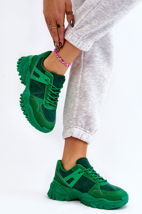 Modne Buty Sportowe Sneakersy Zielone Frezio