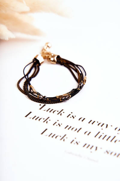 Damska Bransoletka Regulowana Z Kryształkami Czarna