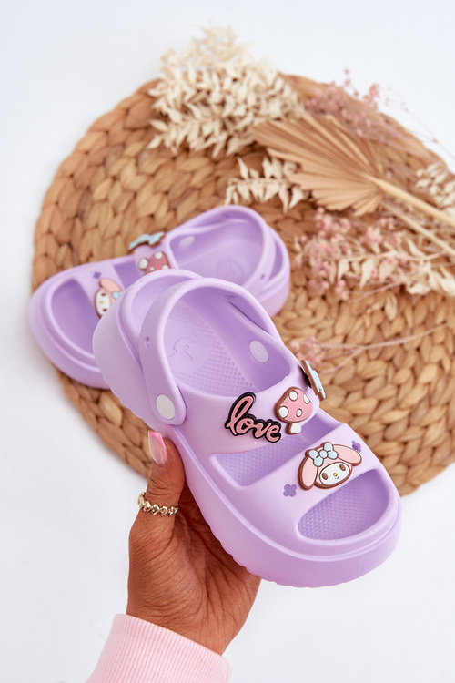 Lekkie Piankowe Klapki Dziecięce Z Ozdobami Fioletowe Ifrana