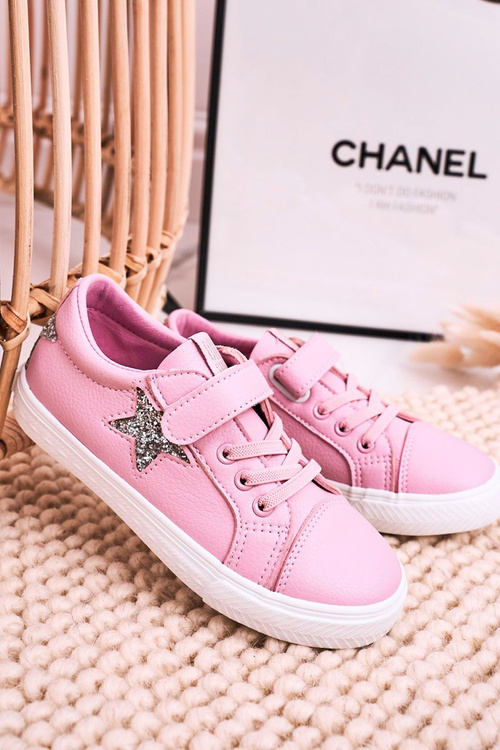 Dziecięce Skórzane Trampki Z Gwiazdą BIG STAR DD374104 Różowe