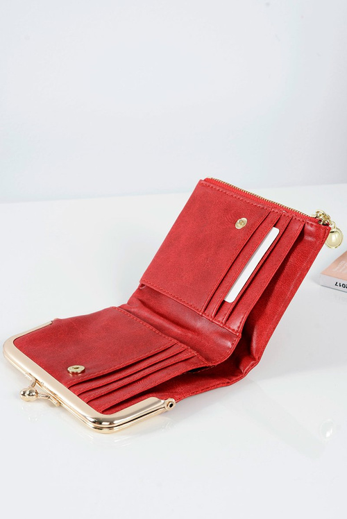Mała Damska Czerwona Portmonetka Na Bigiel