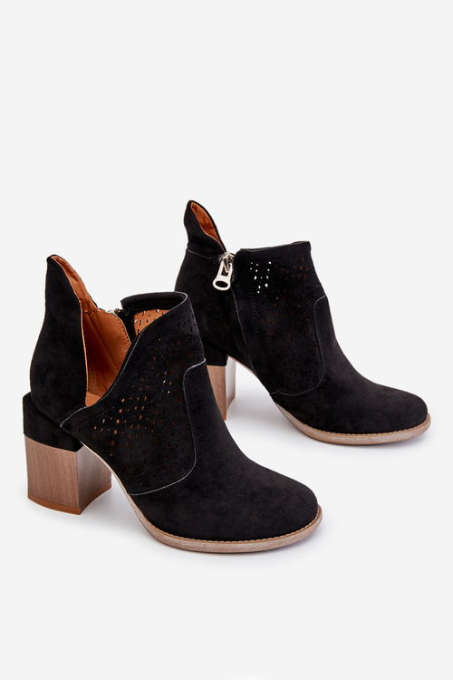 Zamszowe Botki Z Wycięciem Czarne Layne