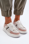 Sneakersy Skórzane Damskie D&A LR110 Biało-Różowe