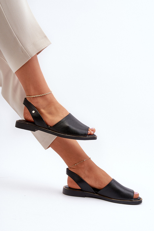 Skórzane Wsuwane Sandały Czarne Lemar Alivia