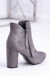 Damskie Botki Szare na Słupku Zamszowe Egida