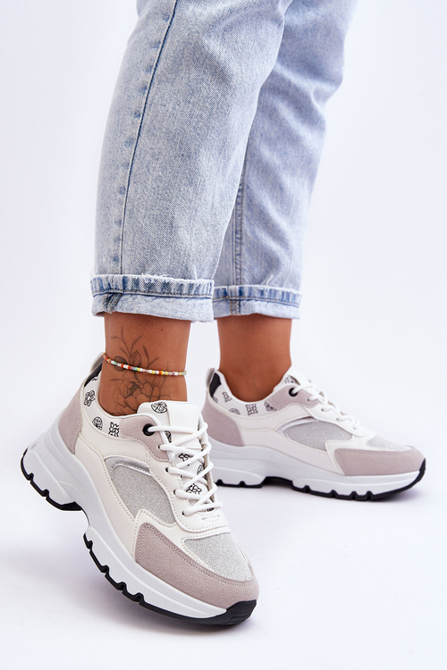 Sznurowane Buty Sportowe Na Platformie Białe Escape