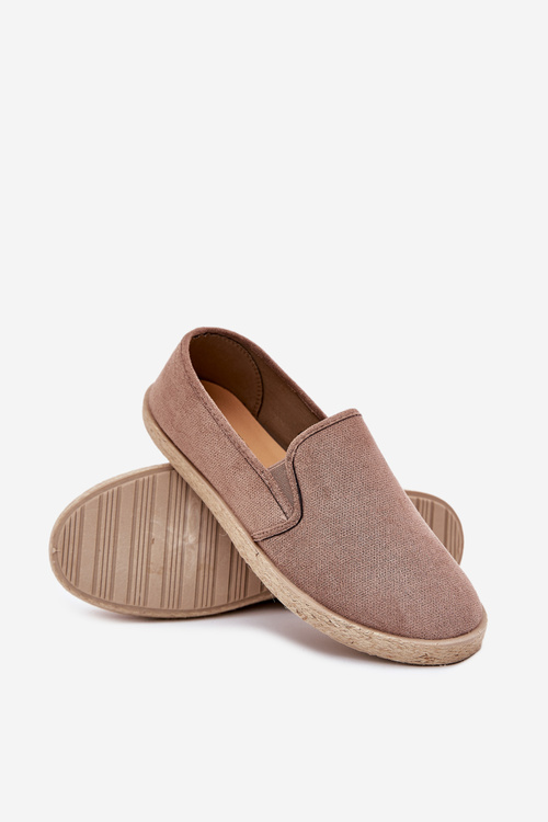 Espadryle Tenisówki Męskie Z Eko Zamszu Ciemnobeżowe Lunaria