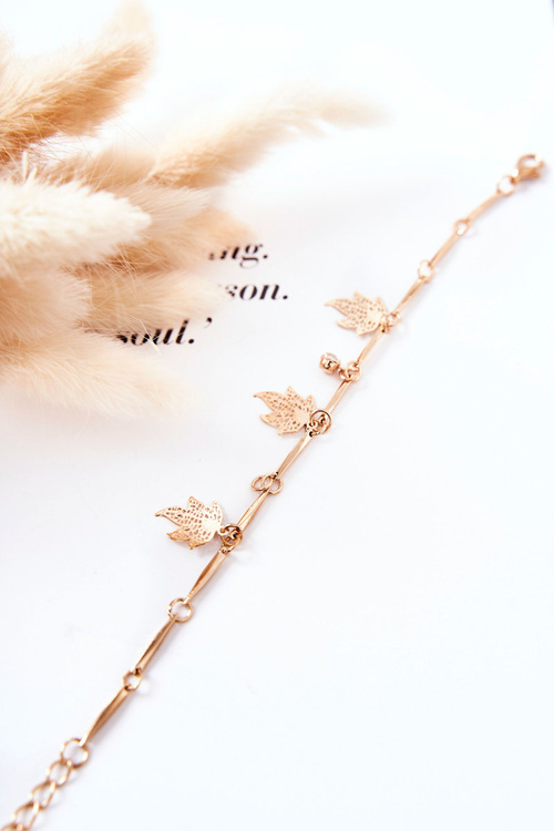 Bransoletka Zawieszki Liście Złote Mossali