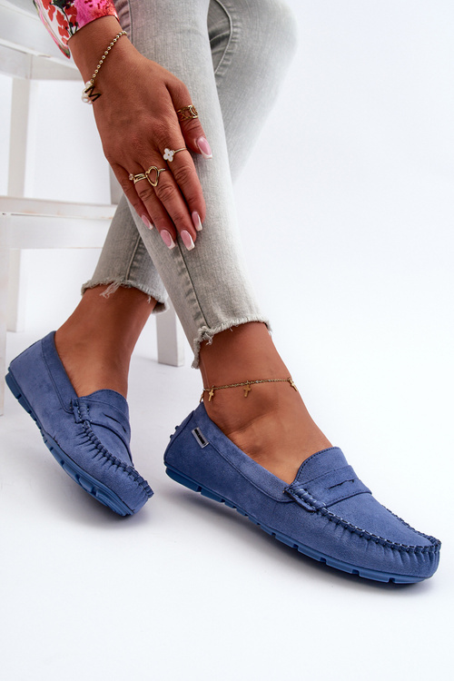 Mokasyny Damskie Z Eko Zamszu Niebieskie Rerceria