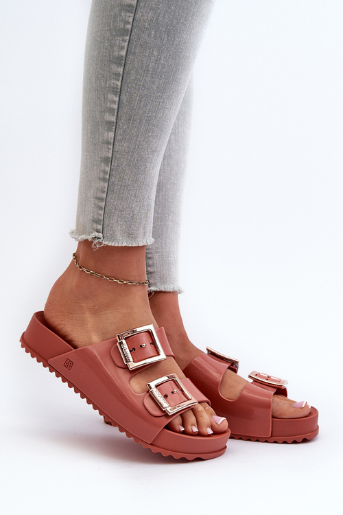 Damskie Klapki Z Klamrami ZAXY JJ285246 Brudny Róż