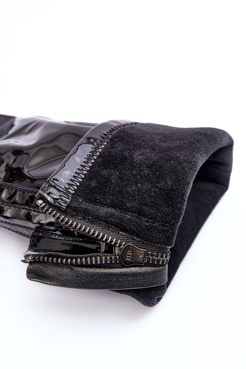 Lakierowane Kozaki Na Masywnej Platformie Z Suwakiem Czarne Ringo