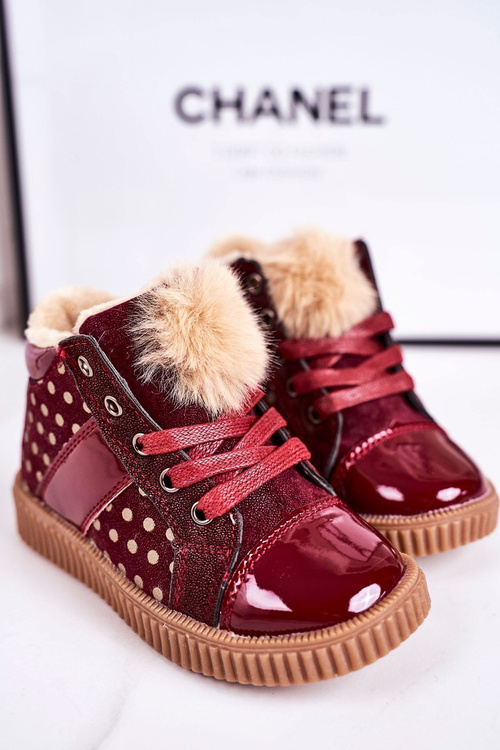 Dziecięce Ocieplane Botki Trampki W Groszki Czerwone Anastasia