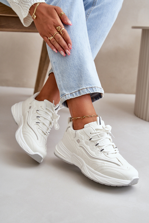 Buty Sportowe Sneakersy Eko Skórzane Białe Verilisse