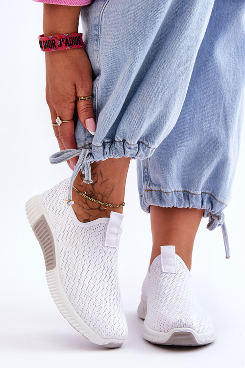 Klasyczne Wsuwane Buty Sportowe Białe Frankie