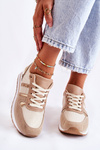 Klasyczne Damskie Wiązane Buty Sportowe Beżowe Elenes