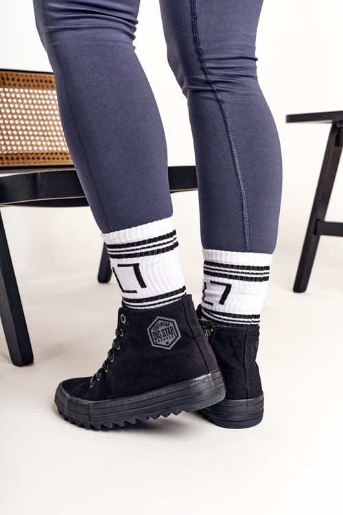 Damskie Wysokie Trampki Na Dużej Podeszwie BIG STAR FF274244 Czarne