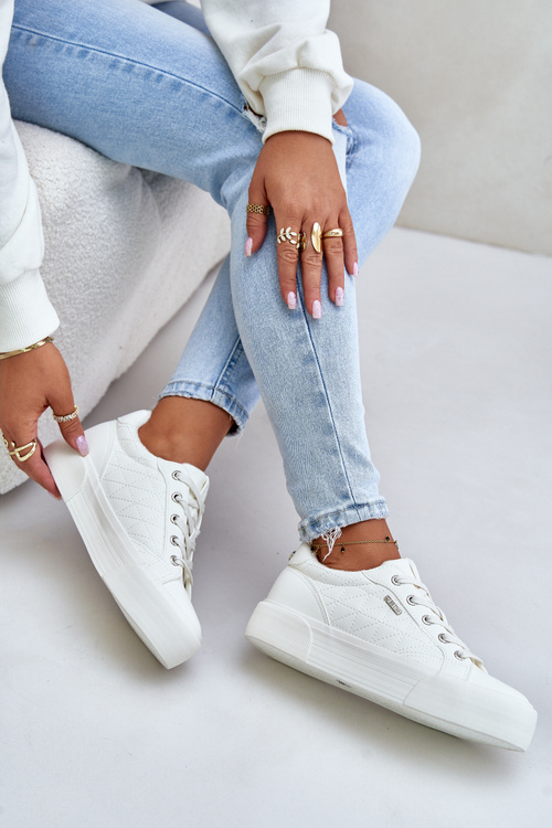 Trampki Damskie Na Platformie Ocieplane Big Star OO274A464 Białe