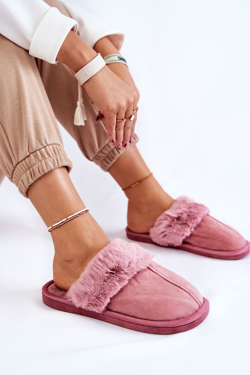 Damskie Klasyczne Papcie Z Futerkiem Różowe Lorines