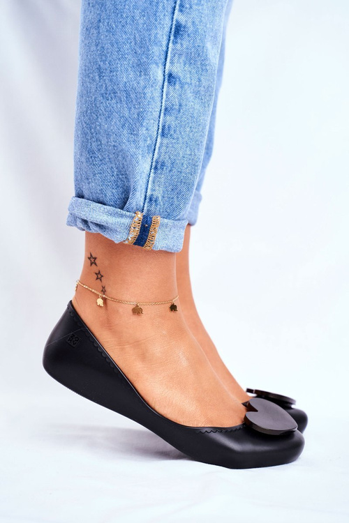 Damskie Baleriny Pachnące Gumowe ZAXY Czarne FF285050