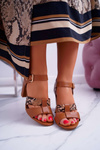 Sandały Damskie Na Słupku Eleganckie Camel Stephani