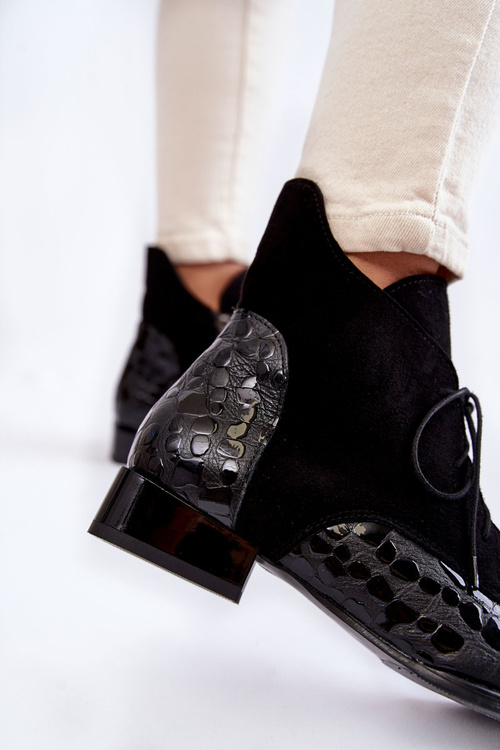 Skórzane Botki Na Płaskim Obcasie Maciejka 2878J-01 Czarne