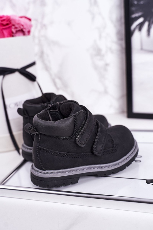 Dziecięce Traperki Na Rzepy Czarne Moa