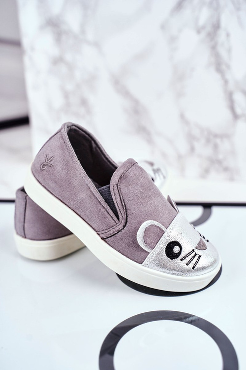 Trampki Dziecięce Wsuwane Z Myszką Szare Candys