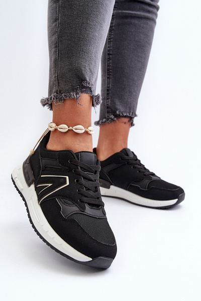 Sneakersy Damskie Z Eko Skóry Czarne Vinelli