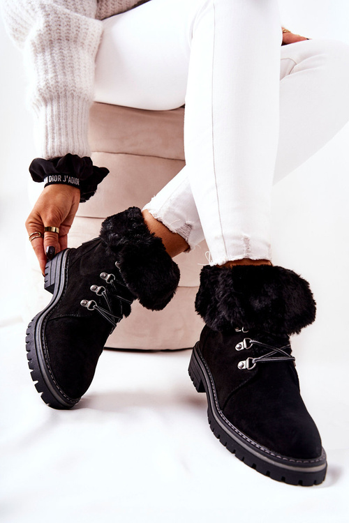 Botki Trapery Ocieplane Czarne Nelby