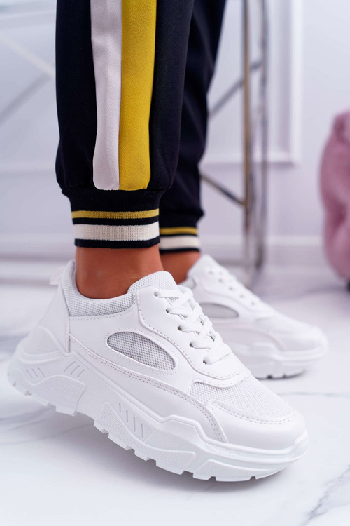 Sportowe Damskie Buty Gruba Podeszwa Białe HighStep