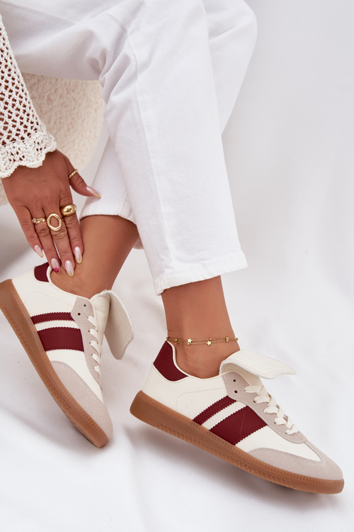 Niskie Sneakersy Damskie Z Wywiniętym Językiem Bordowe Ardira