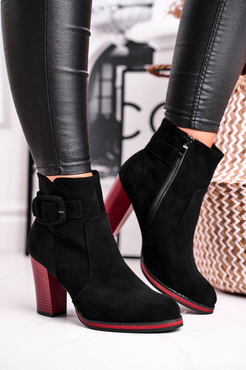 Botki Damskie Na Obcasie Sergio Leone Czarne BT533