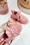 Sportowe Buty Dziecięce Sznurowane Zamszowe Różowe Volema