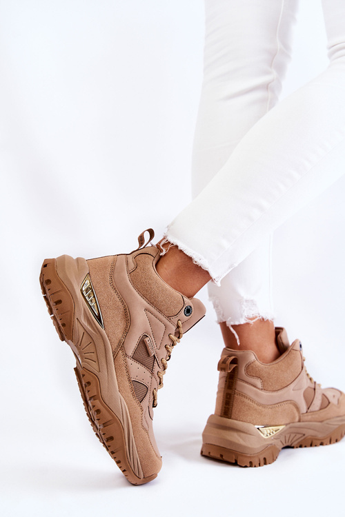 Damskie Wysokie Buty Sportowe Memory Foam System Big Star KK274355 Beżowe