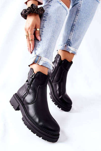 Wysokie Botki Z Suwakami Czarne Silvan