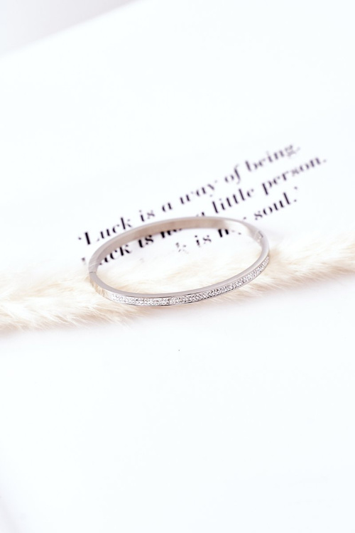 Bransoletka Stalowa Z Cyrkoniami Srebrna