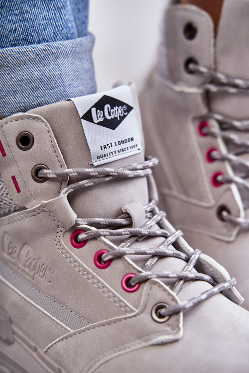 Damskie Ocieplane Botki Trapery Lee Cooper LCJ-22-01-1373 Szare