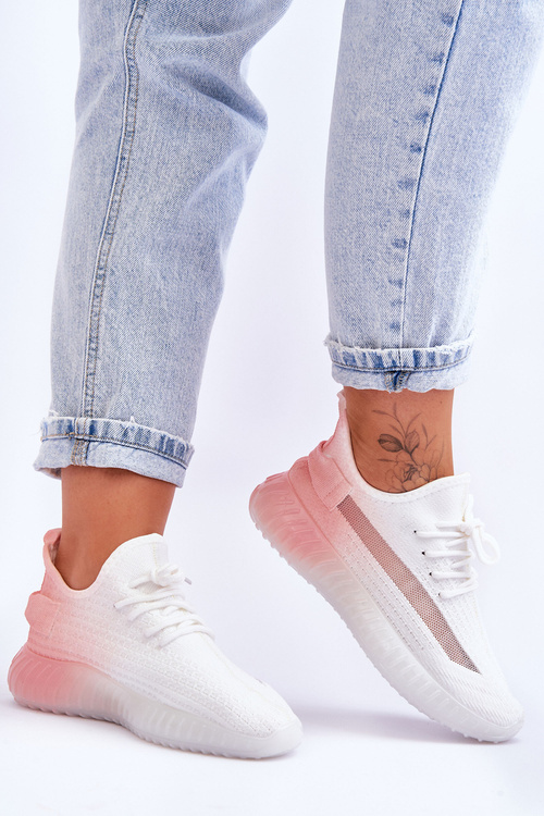 Wsuwane Buty Sportowe Ombre Biało-Różowe Boston