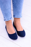 Granatowe Damskie Balerinki Zamsz Bueno