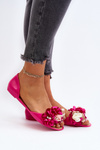 Baleriny Damskie Gumowe Z Kwiatami Fuksja Junikla