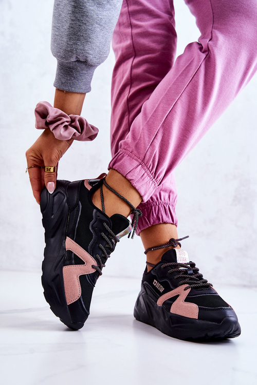 Damskie Sneakersy Memory Foam Big Star JJ274599 Czarno-Różowe