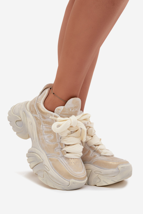 Skórzane Sneakersy Damskie GOE SS2N4009 Złote