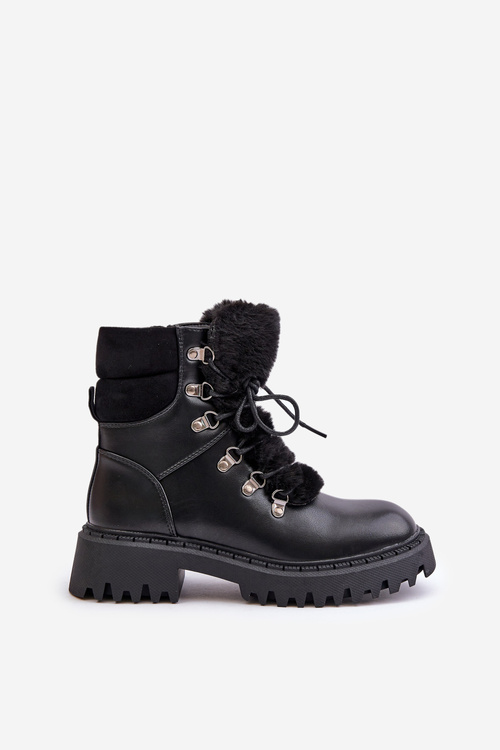 Ocieplane Botki Trapery Na Zamek Z Eko Skóry Czarne Willatta
