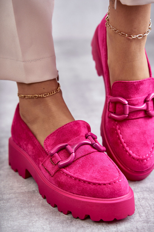 Damskie Zamszowe Półbuty Na Platformie Różowe Gunn