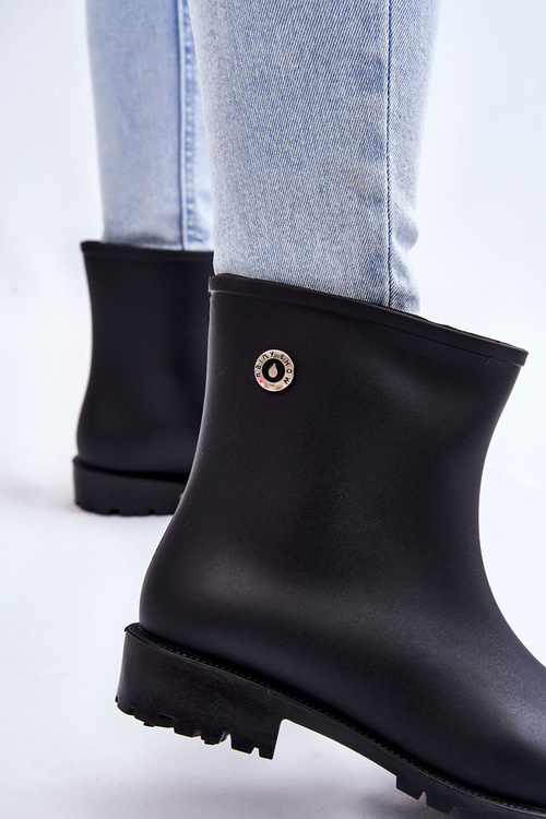 Damskie Klasyczne Wsuwane Kalosze Czarne Floriana