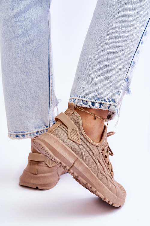 Damskie Wsuwane Buty Sportowe Sneakersy Ciemnobeżowe Rosett